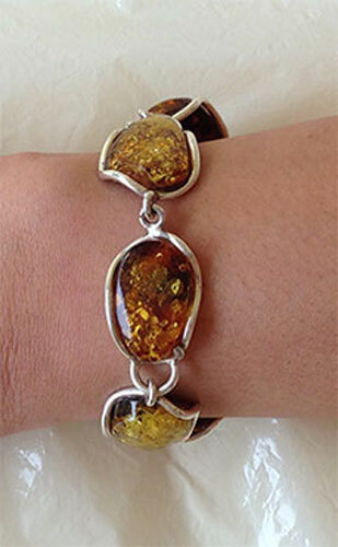 BALTISCHE KIRSCHE oder MEHRFARBIG BERNSTEIN & STERLINGSILBER HANDGEFERTIGTES LINKKETTENARMBAND - Bild 10 von 13
