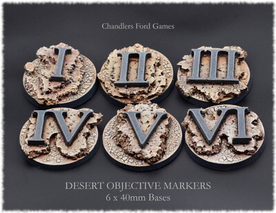 40mm x 6 Desert Objective Markers Warhammer 40k AOS Kill Team Resin UNPAINTED