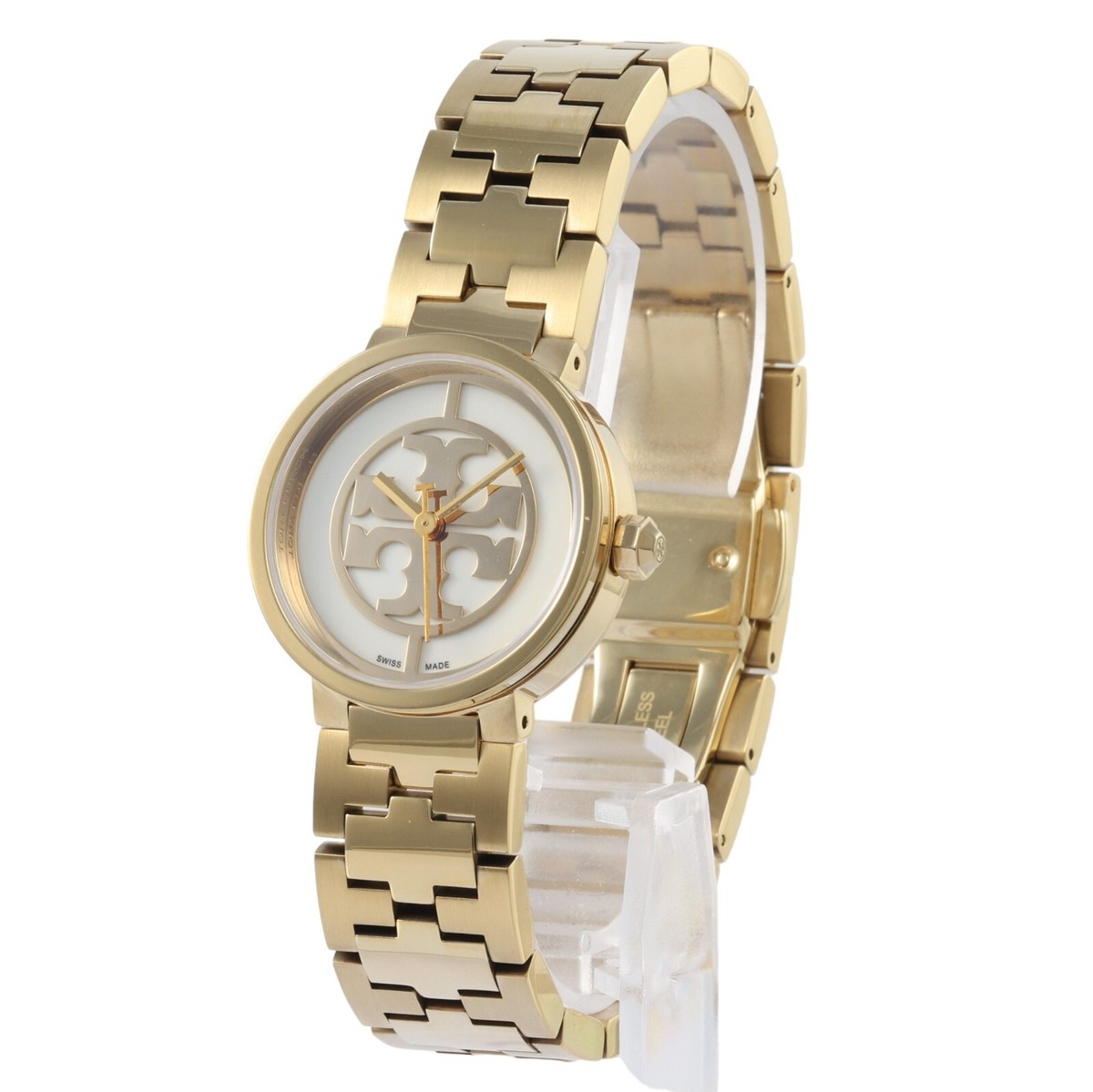 TORY BURCH レディース時計 ゴールド/ホワイト Tory Burch Womens Miller Moon Phase Watch, White MOP Dial