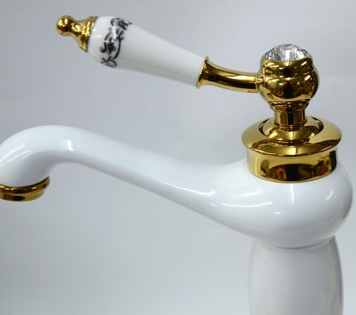 Lavabo lavabo lavabo de cerámica dorado floral para guardarropa de baño - Imagen 17 de 20