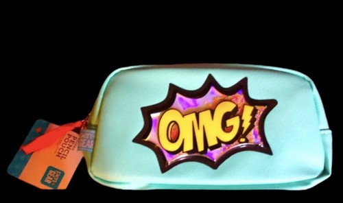 bolígrafo + engranaje OMG! "Estuche para lápiz / Bolsa de maquillaje, azulada, con cuentas agitables 8""x4""x3""" - Imagen 16 de 24