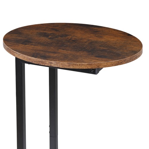 Side Table Small End Table C Shaped Coffee Sofa Table w/ Metal Frame for Bedroom - Picture 10 of 23