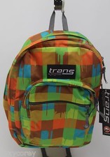 Trans by Jansport Green Orange Blue SuperMax BookBag Backpack 18x12x6 NWT