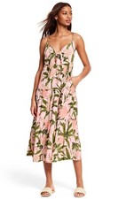 Agua Bendita x Target - SIZE M - Peony Print Tie-Front Midi Dress - Blush/Olive