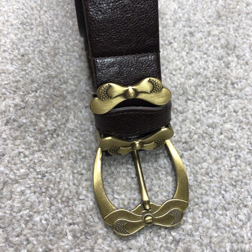 Betsy Johnson Belt Faux Leather Brown Color Brass Buckle Butterfly Sz M - Picture 3 of 7