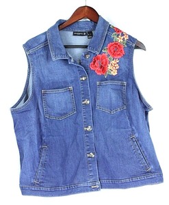 NWOT-GRAVER-Susan-Graver-High-Stretch-Denim-Vest-Size-XLarge