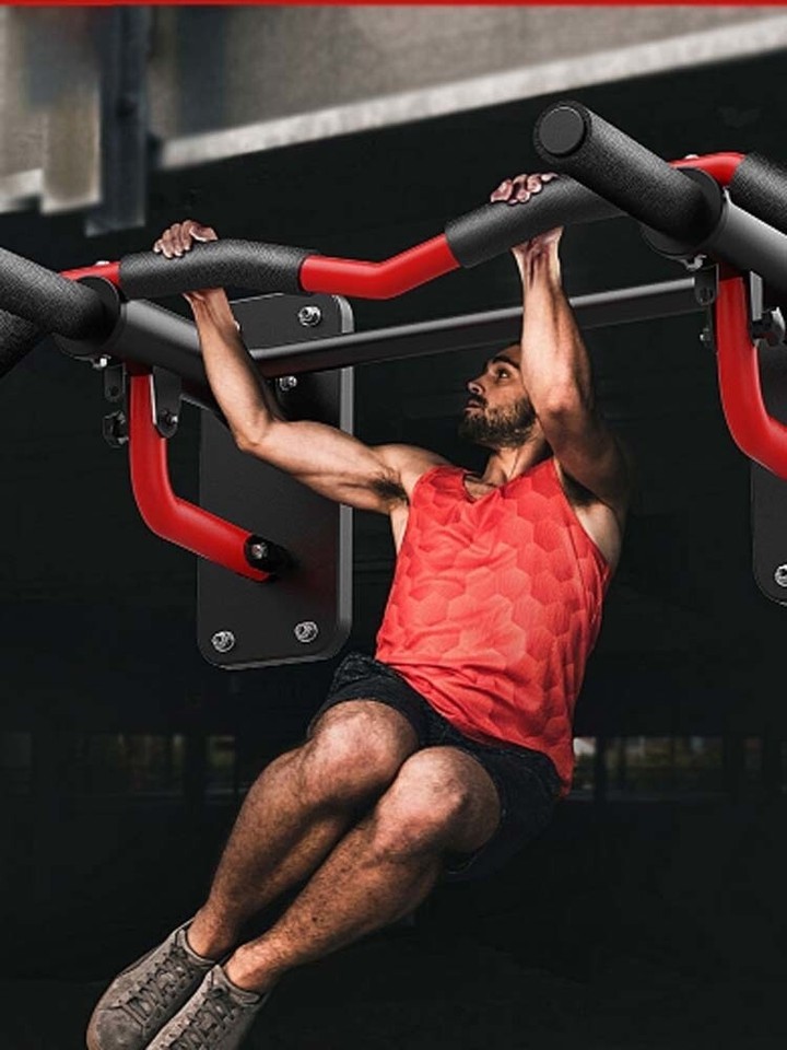 Wall Mounted Horizontal Pull up Bar Grip Handle Rod Rack Holder Home