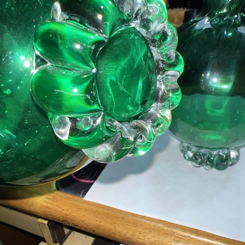 Vintage Pair of Murano Glass Emerald Green Bud Vases - 第 8/9 張圖片