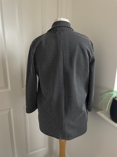 Blue Inc A Black White 3/4 Sleeve Spotty Blazer Jacket Overcoat Size 8 - Picture 2 of 2