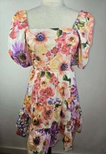 NWT! EXPRESS Size Small Women's Pink Floral Sundress Dress Puff Sleeves