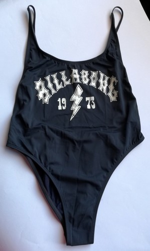BILLABONG Legacy one piece swimsuit dark gray cool logo NWT sexy cut beach babe - Picture 2 of 8