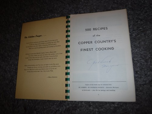 500 RECIPES OF THE COPPER COUNTRYS FINEST COOKING HANCOCK MI 1959 ST JOE & ST PA - Picture 2 of 10