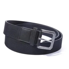 Men's Work Belt Mens Canvas Belt Inside Microfiber Faux Leather Silver Buckle