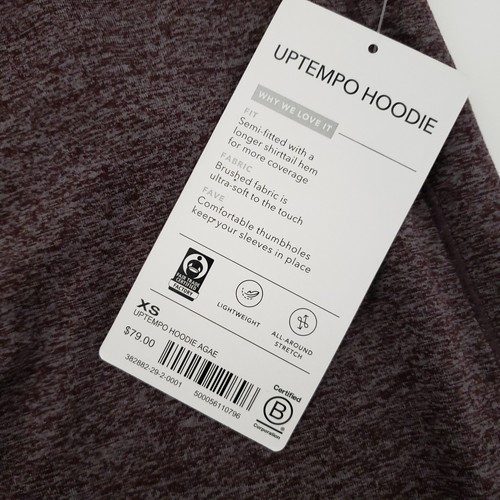 Nuevo con etiquetas Sudadera con Capucha Athleta Uptempo Berenjena Jaspeada Púrpura XS Nueva - Imagen 8 de 13