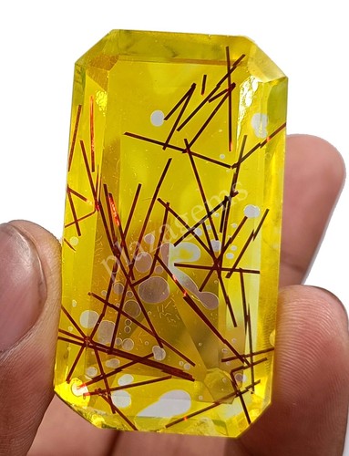 120Ct Emerald Cut BI Color Rutilated Quartz EGL Transparent Loose Gems 5ARW - Picture 5 of 6