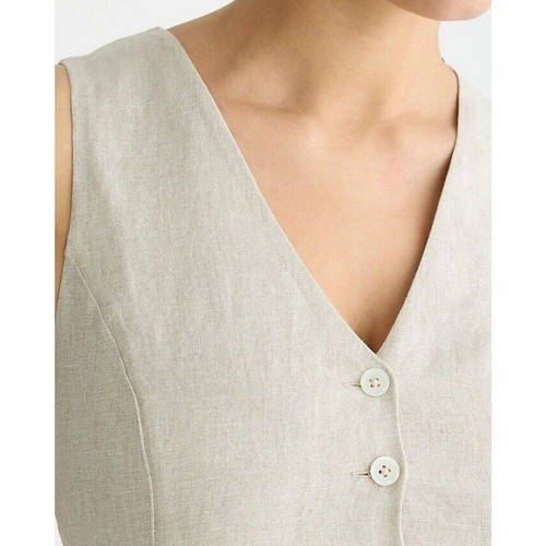 J. Crew Slim-fit linen Kyra Vest In Linen NWT Size 2 - Picture 5 of 9