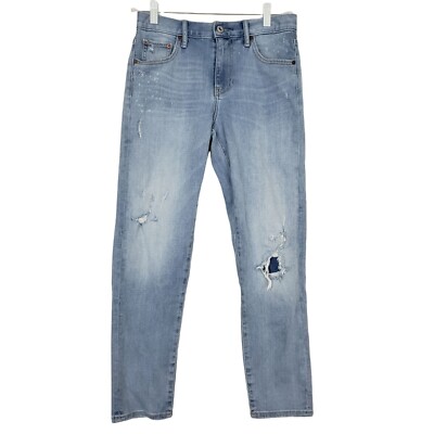 Uniqlo Jeans Women's Mid Rise Slim Boyfriend Tapered Distressed 26 Inseam  Blue