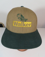 Walker Lawn Mower Hat Tan / Green / Yellow Baseball Cap - Made in USA - EUC