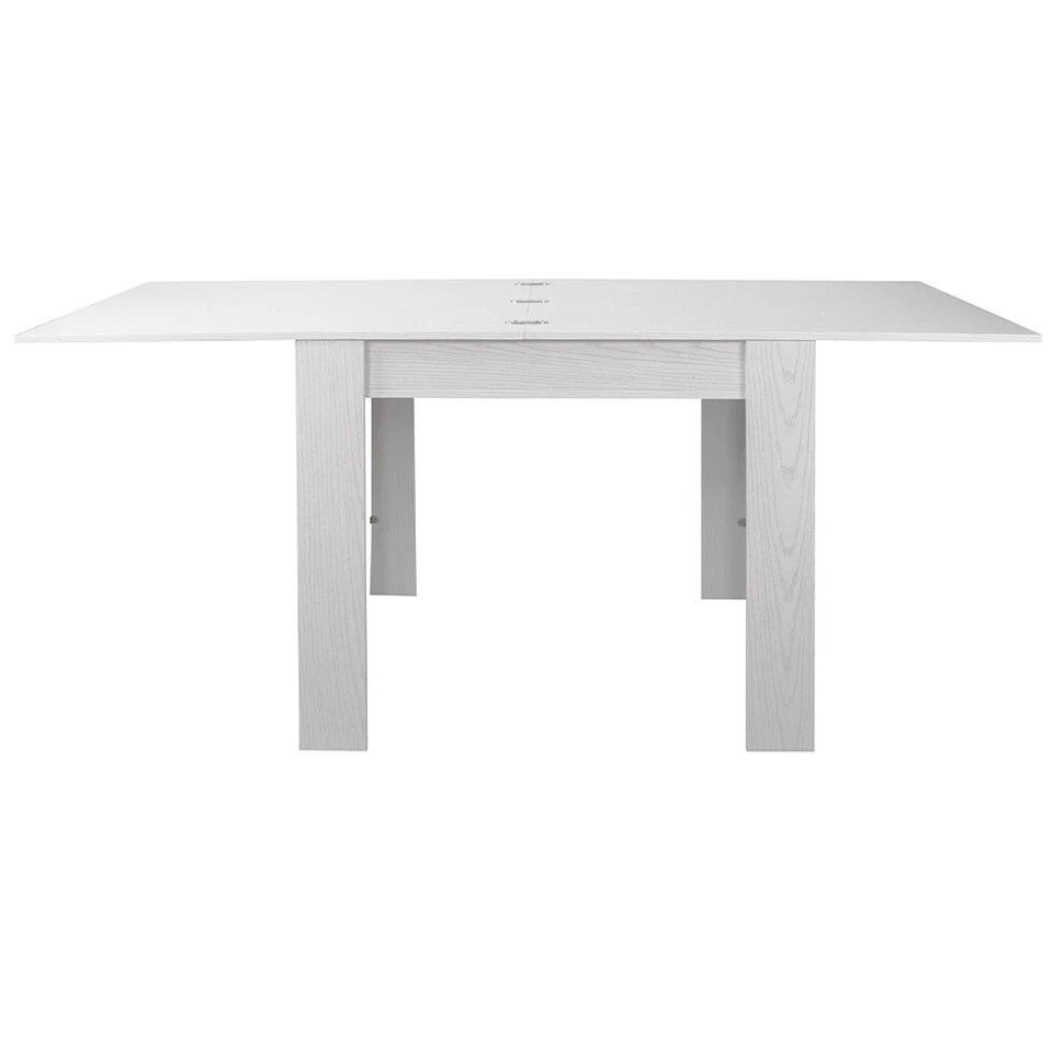 Tavolo da Pranzo Quadrato 90x90 in Legno Bianco Allungabile con Apertura a Libro - Immagine 2 di 4