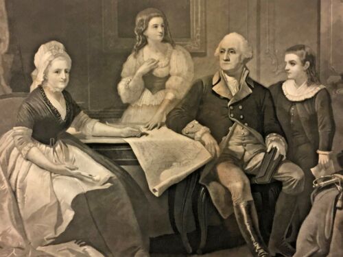 Washington y su familia después de pintar por C Schussele Engr por William Sartain - Imagen 3 de 12