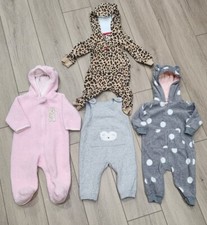 Lot Of Carters One Piece Warm Winter Clothes Size 9 Months 3 Hooded  1 Overalls