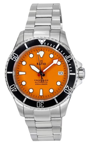 RATIO FreeDiver Sapphire Stainless Steel Orange Dial Automatic RTF045 Mens Watch