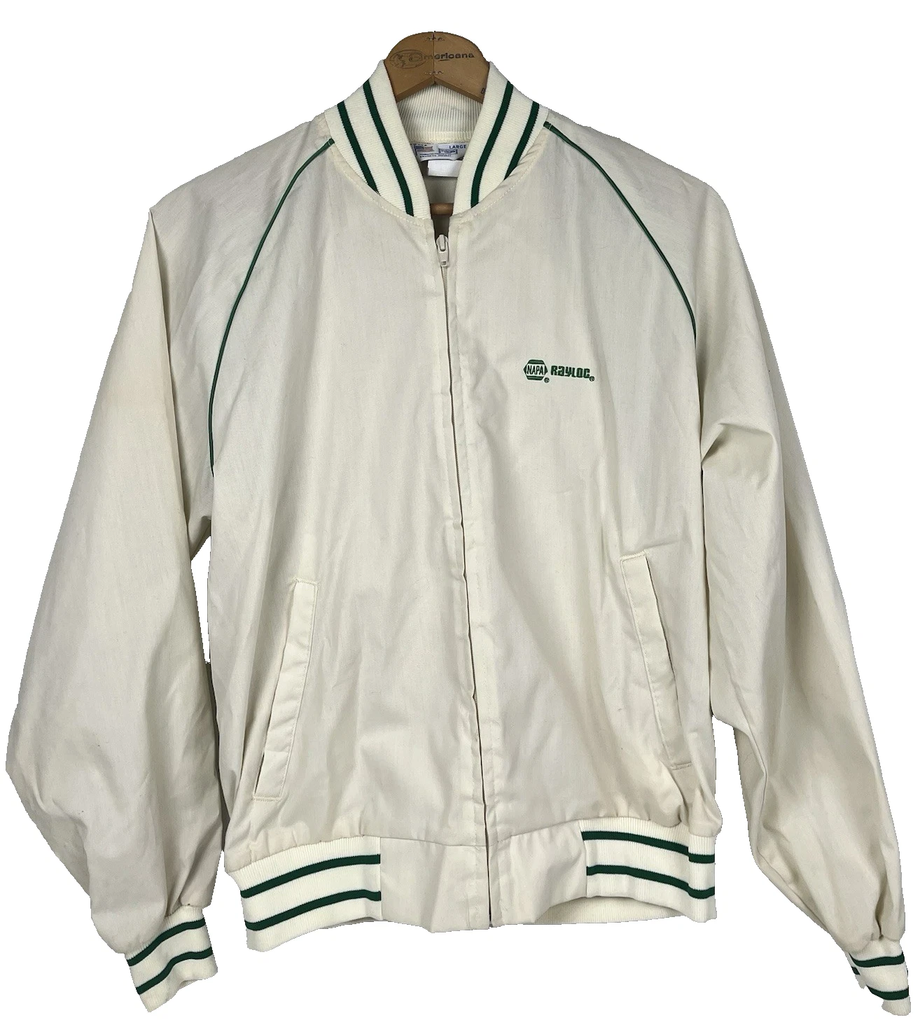 Vintage 70s Style Green and Buttermilk Men's Large NAPA Rayloc Light Jacket