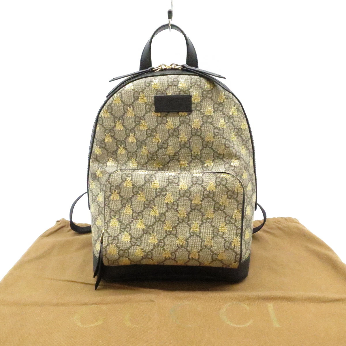 Authentique sac à dos GUCCI GG Supreme Bee beige PVC #36633785