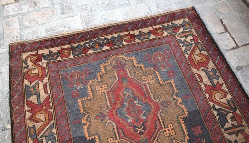 Antigua alfombra geométrica afgana Baluchi 5x7 pies azul tribal alfombra de lana persa - Imagen 4 de 11