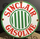 VINTAGE SINCLAIR GASOLINE STRIPE PORCELAIN GAS PUMP PLATE OIL ADVERTISING SIGN