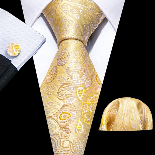 Mens Ties Blue Floral Checks Striped Paisley Silk Necktie Hanky Cufflink Set 3PC - Picture 55 of 210