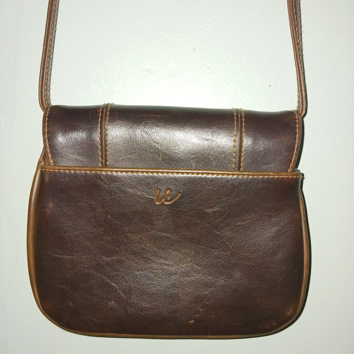 Liz Claiborne Crossbody Bag Brown Faux Leather Small 2 Sections eBay