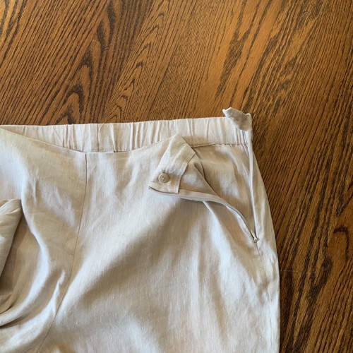 J Jill Linen Stretch Womens Pants Large Petite Side Zip Natural Tapered Legs - Picture 6 of 10