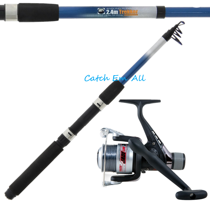 2 x 8ft Telescopic Rod & Reel Combos 2.4m Trekker Rod & Lineaeffe Jade 30 Reel - Image 3