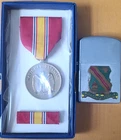 Post WW2 US Army 728th MP Military Police Battalion lighter and medal