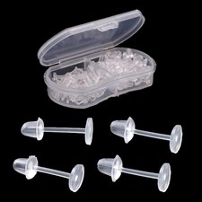 100 Set Invisible Clear Ear Studs Piercing Plastic Work School Earrings Jewelry