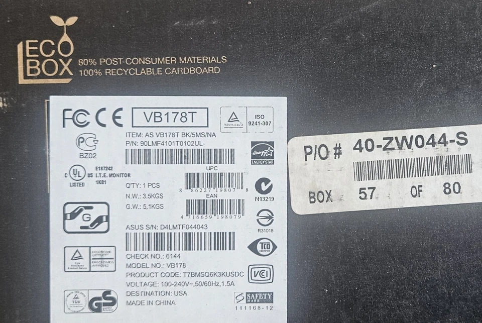 NIB ASUS LCD Monitor Series VB178 - 17Inch - DVI-D & D-Sub (VGA) Flat Panel - Image 3 of 3