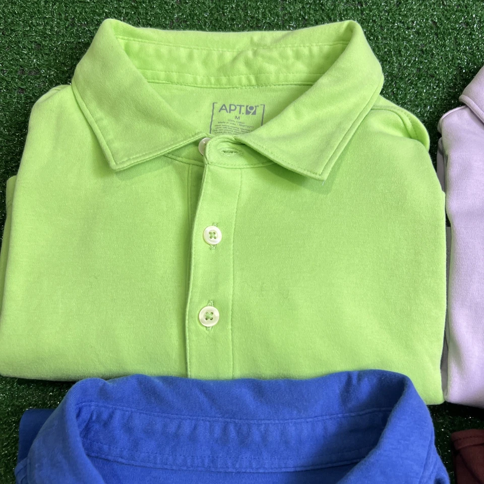 Lote de 4 APT. 9 camisas polo masculinas manga curta verde marrom azul lavanda - Imagem 3 de 4