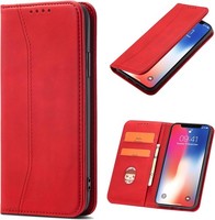 HandyhüLle Flip Klappbar FüR Samsung Galaxy A10, Rot, Mit KartenfäChern