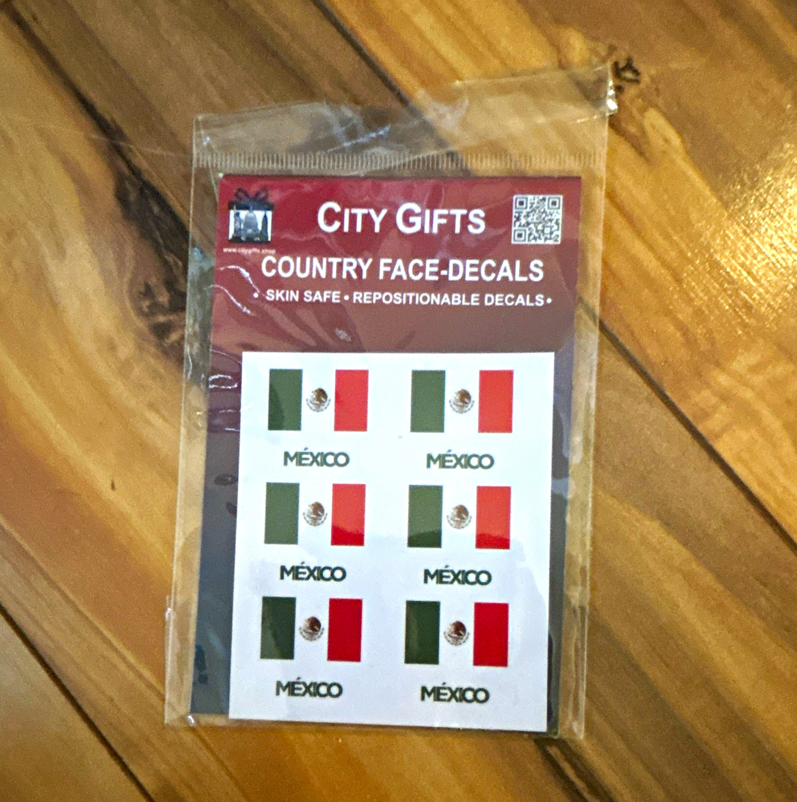 City Gifts Mexico Flag Face Decals Temporary Press-On Skin Safe Repositionable