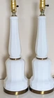 Pair Vintage Opaline Milk Glass Heiberg Style Table Lamps