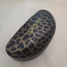 GUESS Sunglass Hard Case Gold Cheetah Print Animal Large Snap Weekender Clamshel