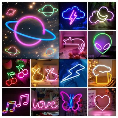 LED Neon Sign USB/Battery Powered Customizable Night Light Wall Decor Bedroom
