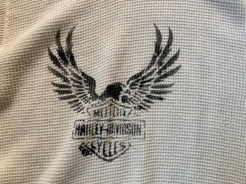 Vintage 70s Harley Davidson Eagle JE Morgan White Long John Thermal Shirt XL USA - Picture 3 of 9