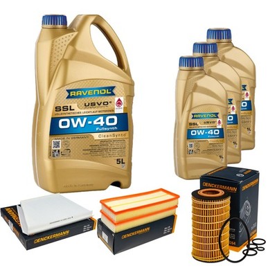 Inspektionspaket 8L RAVENOL SSL 0W-40 für Mercedes E-Klasse W211 CLS C219 S211