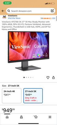 ViewSonic VP2768a-4K ColorPro 27 Inch Premium Monitor
