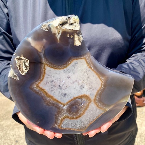 2.2LB Natural Beautiful Agate Geode Druzy Slice Moonstone Decoration- - Picture 12 of 17