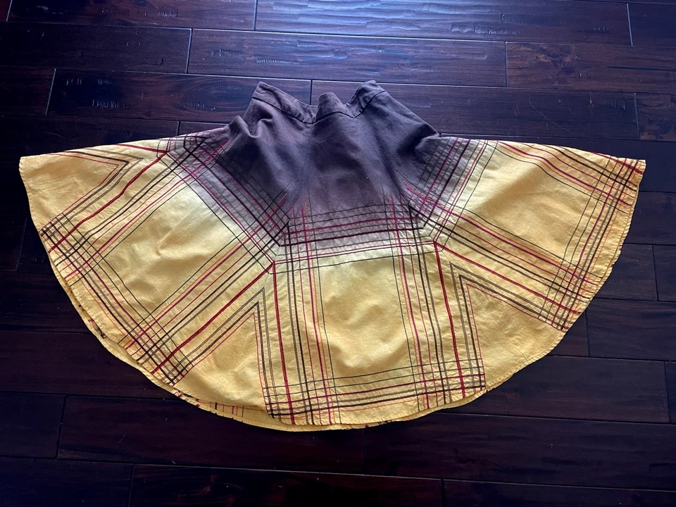 Falda Willi Smith Talla 12 Acampanada Mezcla de Lino Terrosa Otoño Otoño Amarillo Bordado Foto 4 de 4