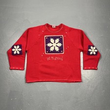 Vintage 90s Christmas Sweatshirt Red M USA Made VTG Snowflake Let It Snow Cute
