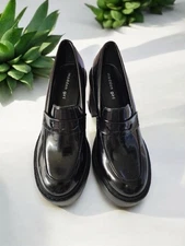 Madden Girl Kassidy Womens Heeled Loafers Size 10 Black Faux Patent Leather